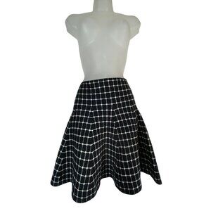 Max Edition Black White Grid A-Line Skirt S/M Modern Classic Knit Punk Flare Y2K